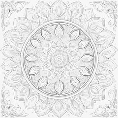 Intricate mandala design featuring floral patterns for coloring