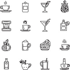 Drink Black Line Editable Icons set (