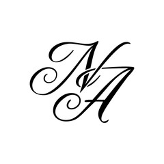 Elegant NA Monogram Logo in Black Script – Luxury Calligraphy Initial Design on White Background