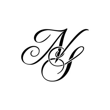 Elegant NS Monogram Logo in Black Script &ndash; Luxury Calligraphy Initial Design on White Background