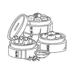 Asian food steamer illustration