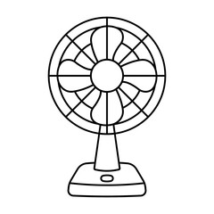 Illustration showing a black fan with outline on a white background