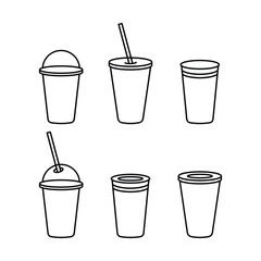 cup drink plastic icon vector design concept outline style