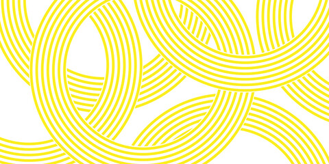 Doodle banner with yellow ramen pattern on white background. Wave abstract pattern