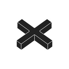 Obraz premium vector icon of cross shaped plastic tile spacer, construction tool, minimal design 