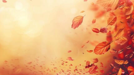 Falling Autumn Leaves in Soft Retro Tones create a Surreal, Dreamlike Background perfect for seasonal nostalgia and vintage designs.