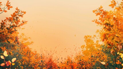 Surreal Autumn Composition with Retro Leaves and Dreamy Light creates a Vintage Nature Frame for seasonal celebrations and designs.