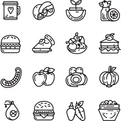 Food Black Line Editable Icons set