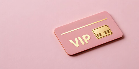 VIP card on a pink background, symbolizing exclusivity and luxury.