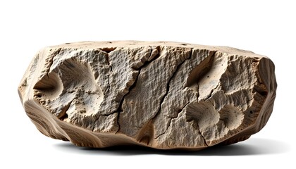 Rough textured stone, isolated on white background 
