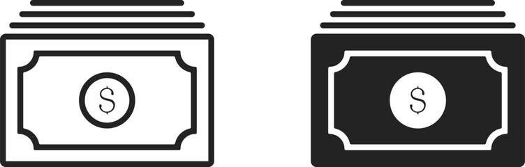 Money, cash, dollar stack bundle vector illustration art