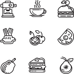 Food Black Line Editable Icons set