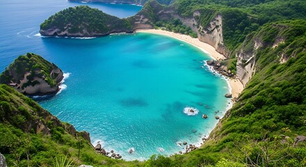 Obraz premium Hidden Gem Stunning Aerial View of Secluded Tropical Beach Cove