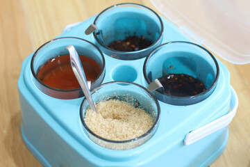 Sugar in a glass for seasoning