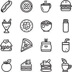 Food Black Line Editable Icons set