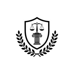 Justice Emblem with Scales and Pillar