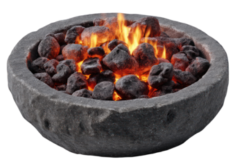 A Glowing Fire Pit Filled with Fiery Embers Set Against a Dark Backdrop, No Text