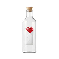 Message in a bottle with heart-shaped letter for romantic occasions