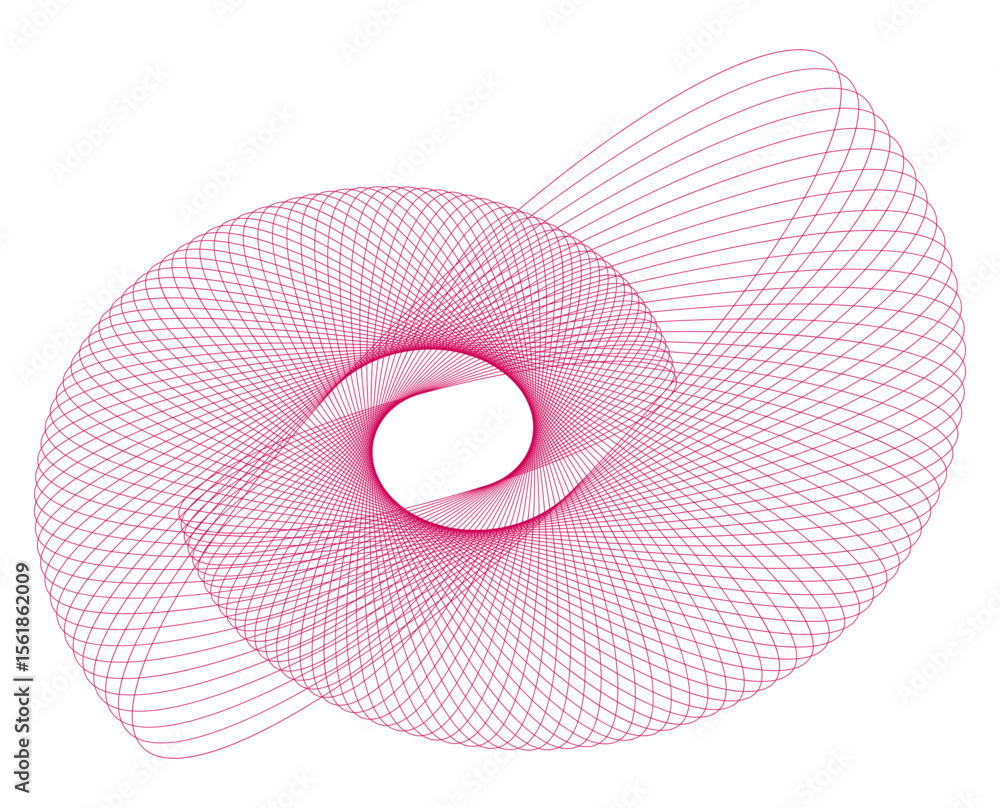 Poster pink fan isolated on white background design element wave lines guilloche curve line background circ