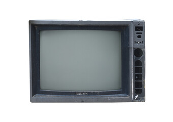  Old vintage TV set isolated on white background. 