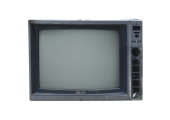  Old vintage TV set isolated on white background. 