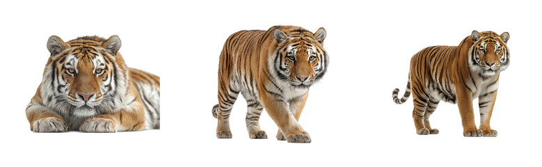 Fototapeta premium Majestic tiger action wildlife sanctuary animal portraits natural habitat wildlife conservation cut out set png