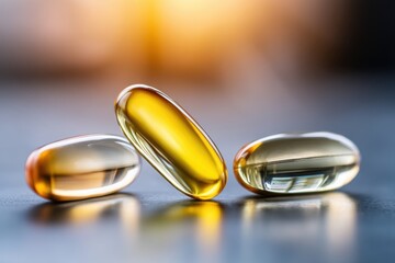 Fish Oil Gel Capsules Representing Omega-3 Dietary Supplements