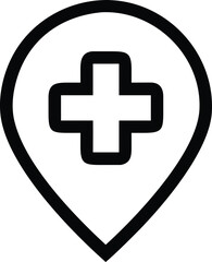 Obraz premium Medical Cross Pin Location Of Clinic