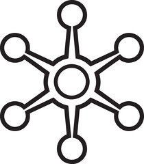 Fototapeta premium Minimal Centralized Data Network Icon Circular Node Diagram Vector, Radial Tech Symbols, Minimal Hub Symbol, Tech Circle Diagram, Data Flow Icon