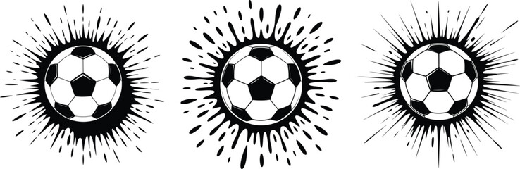 Soccer Ball Grunge Bundle, Football Splash Silhouette Clipart Set


