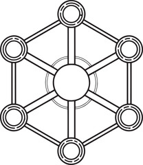 Minimal Centralized Data Network Icon Circular Node Diagram Vector, Radial Tech Symbols, Minimal Hub Symbol, Tech Circle Diagram, Data Flow Icon