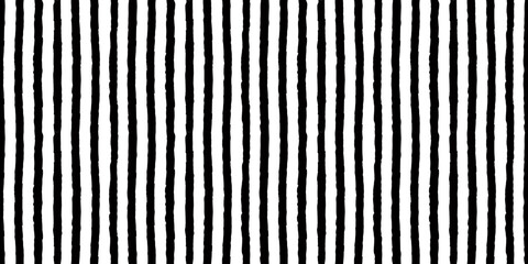 Horizontal seamless pattern with hand drawn chalk textured vertical lines. Contrast background with sketchy scribble stripes in black and white colors. Abstract vector seamless wallpaper