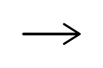 Thick black arrow pointing to the right isolated on transparent background