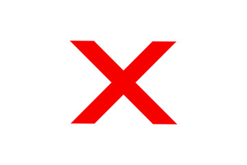 A large red letter x symbol isolated on a transparent background isolated on transparent background