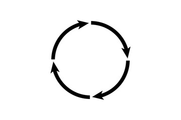 Black circular arrows forming a continuous loop representing a cycle or process isolated on transparent background