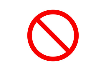 Red prohibition symbol with a diagonal line across a circle isolated on transparent background