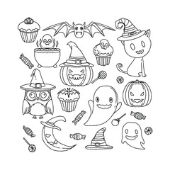 Halloween coloring page elements