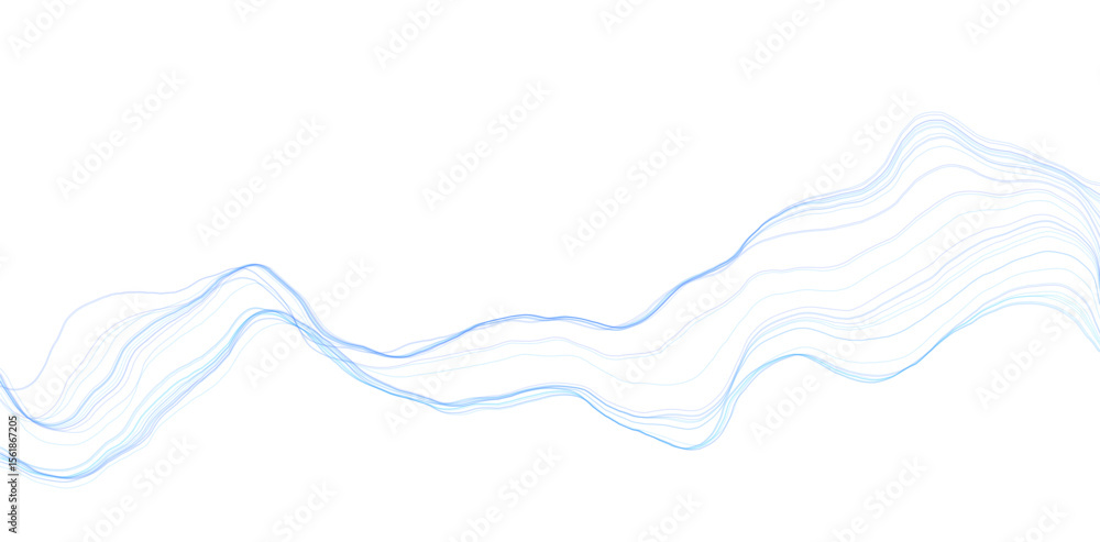 Fototapete minimalistic abstract organic blue wave perlin noise flowfield as flow lines without background vers