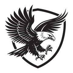 Eagle silhouette with spread wings flying symbol vector design