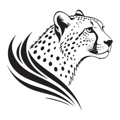 Leopard head vector silhouette illustration with tribal tattoo style design