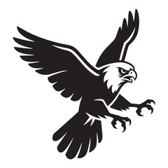 falcon flying in the sky with spread wings vector silhouette design