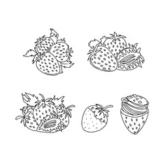 Hand Drawn Strawberries, Cute Illustration, Simple Background