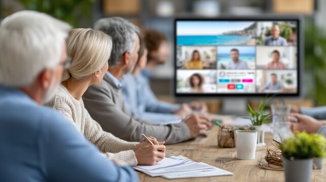 Virtual business meeting highlights conference room digital interaction collaborative environment professional viewpoint