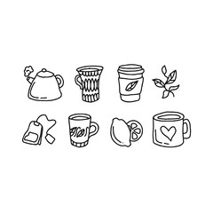Hand drawn tea and coffee illustration