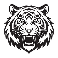 Tiger head vector illustration wild animal mascot silhouette design
