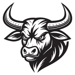 Bull head vector illustration in tribal tattoo style