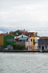 Colorful facades of Burano town, Venetian Lagoon, Italy