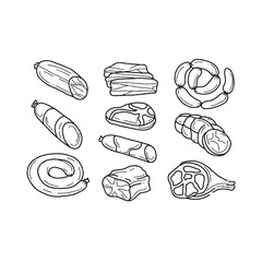 Hand-drawn meat and sausage illustrations