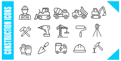 Construction Line Icons Set