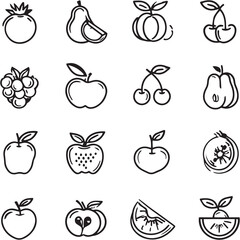 Fruit Black Line Editable Icons